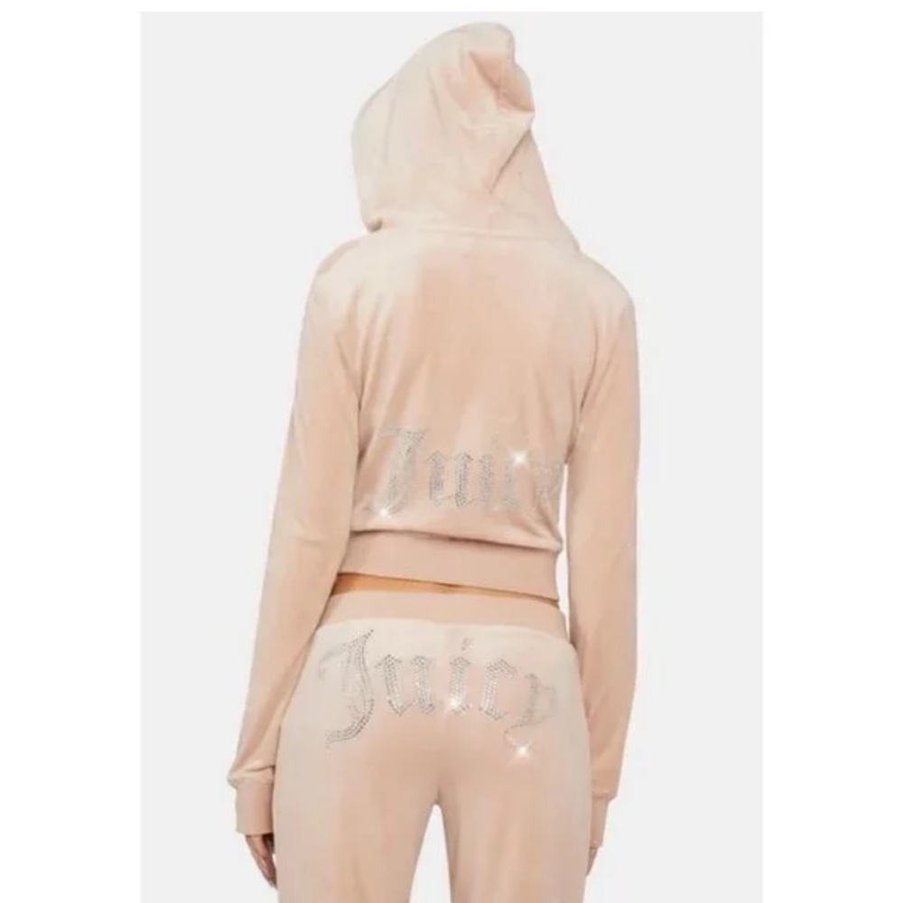❤️JUICY COUTURE SIGNATURE Y2K BEDAZZLED OB BLING VELOUR ZIP-UP HOODIE NWT - Picture 3 of 9
